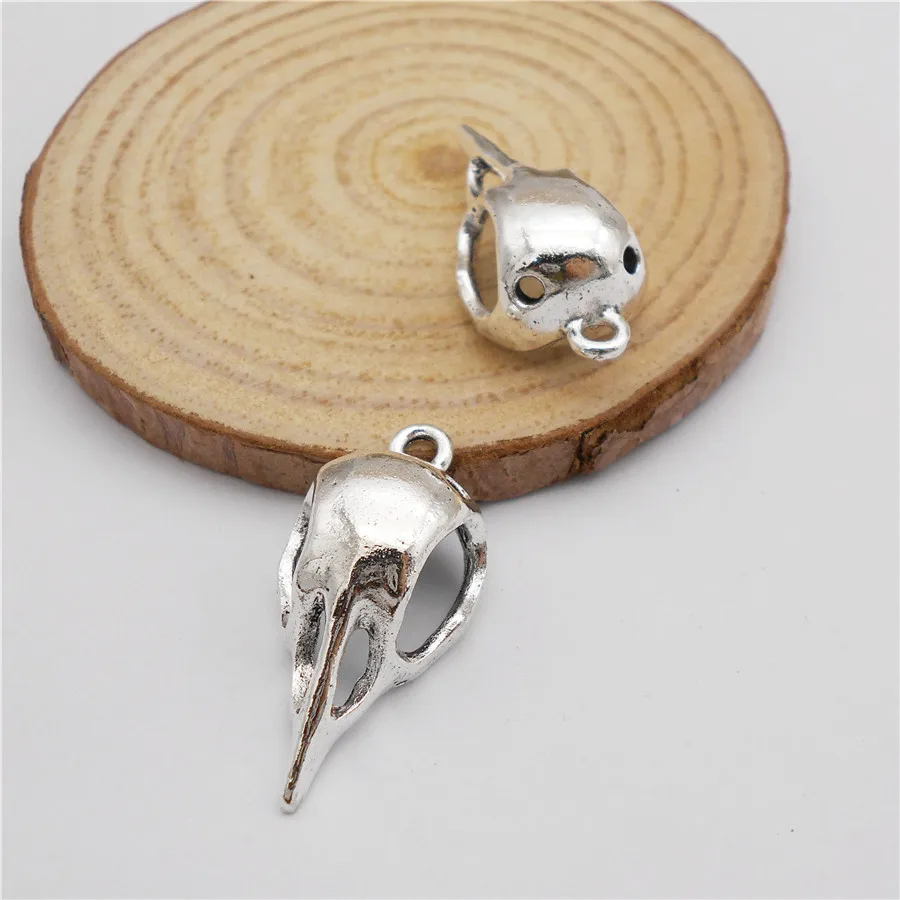 10PCS Zinc Alloy Bird Skull Charms Antique Silver Color Pendant Punk Necklace Bracelet Accessory Jewelry Making Crafts
