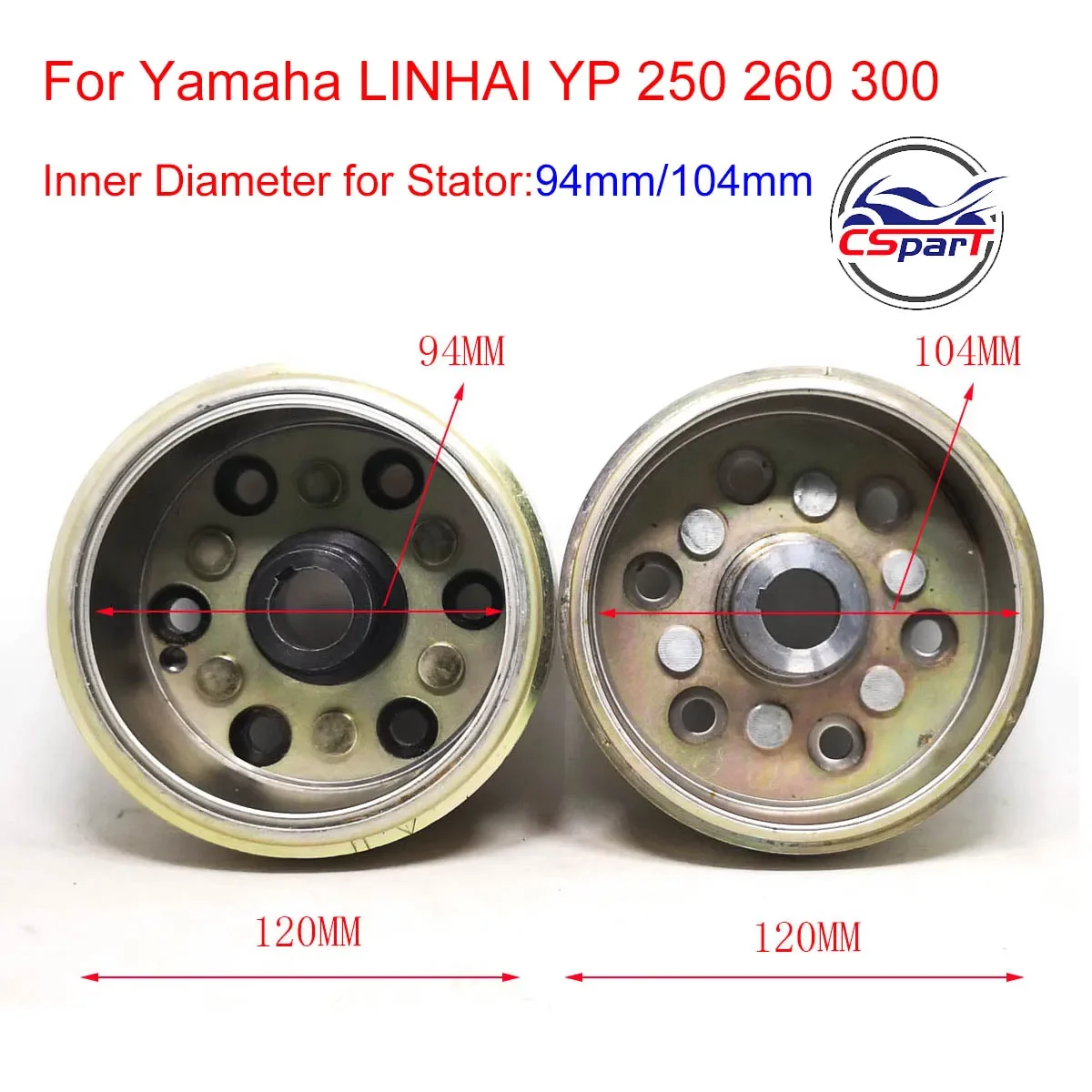 LINHAI Buyang MAJESTY YP250 250 260 300 ATV QUAD FLYWHEEL ROTOR ASSY MAGNETO COIL COVER 104MM 95MM