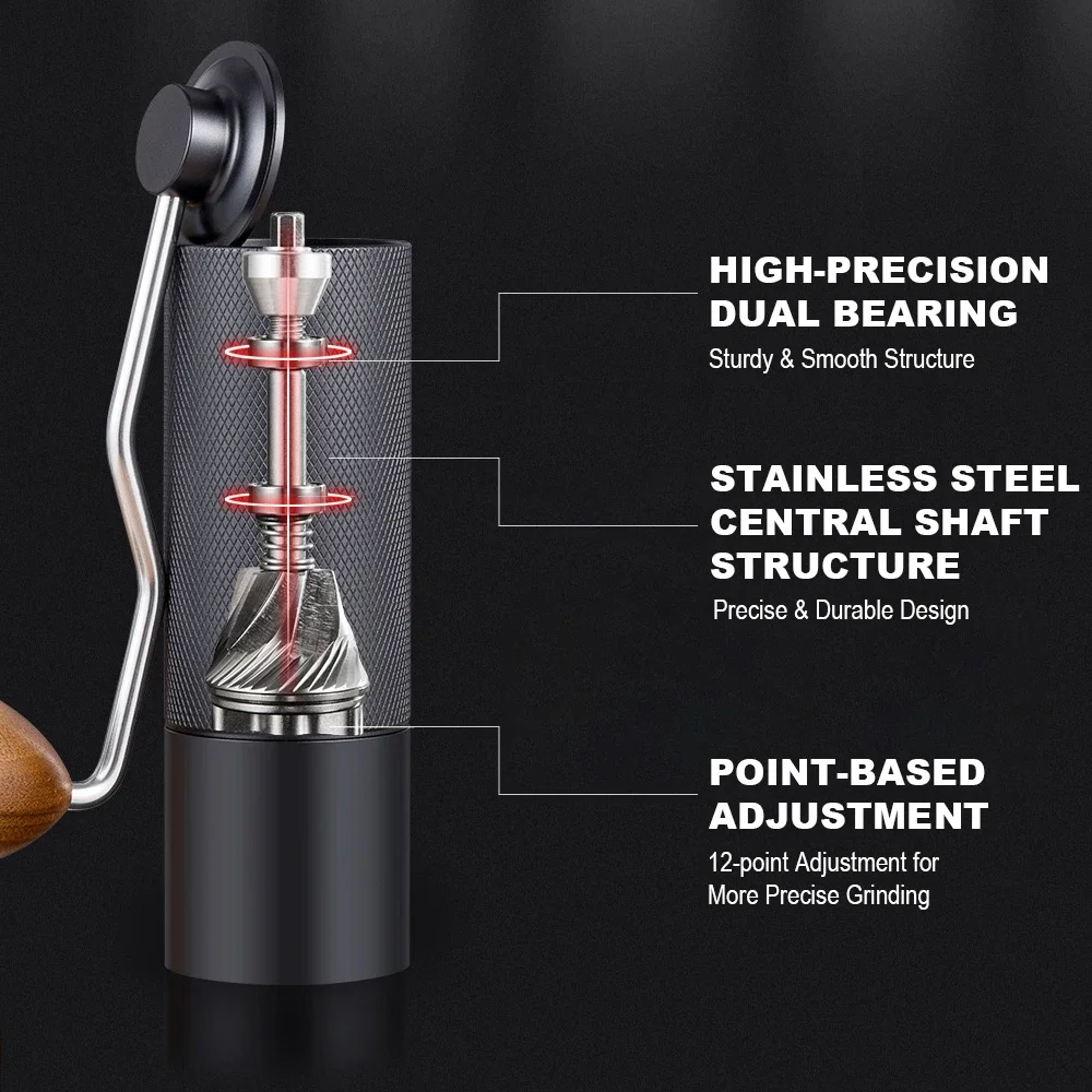 Manual Coffee Grinder Stainless Steel Conical Burr Adjustable Setting High Quality Portable Hand Grinder