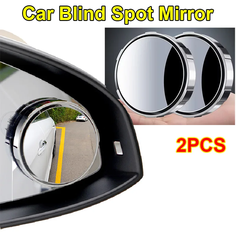 2pcs Car Blind Spot Mirror Set Rear View Convex 360 Degree Adjustable Small Wide Angle Mirrors for Auto Moto Universal Fit