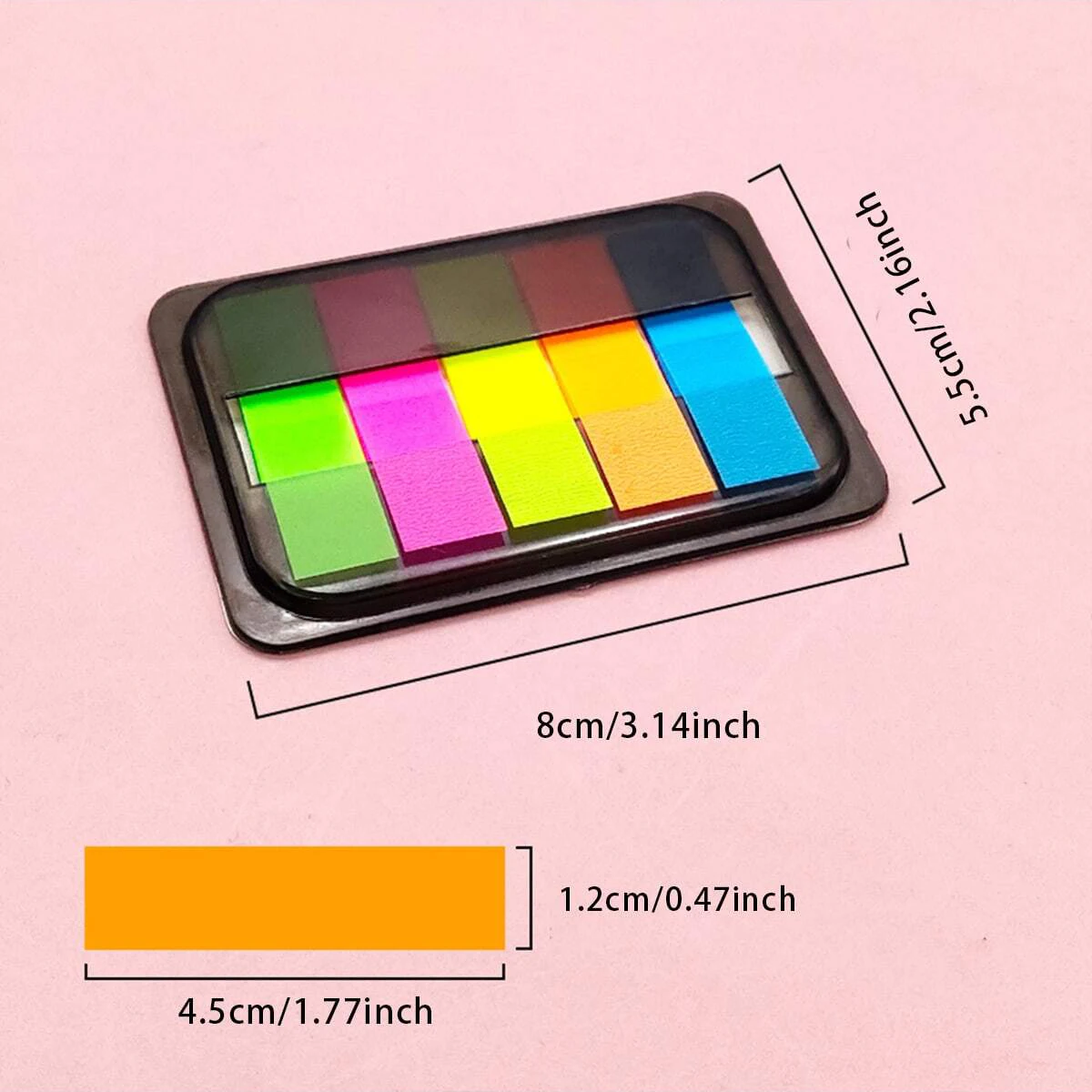 1/6/8pcs Multi colors PET Fluorescent Index Sticky Notes, Student Office Marking Bookmark Indication Note Stickers Index Sticker