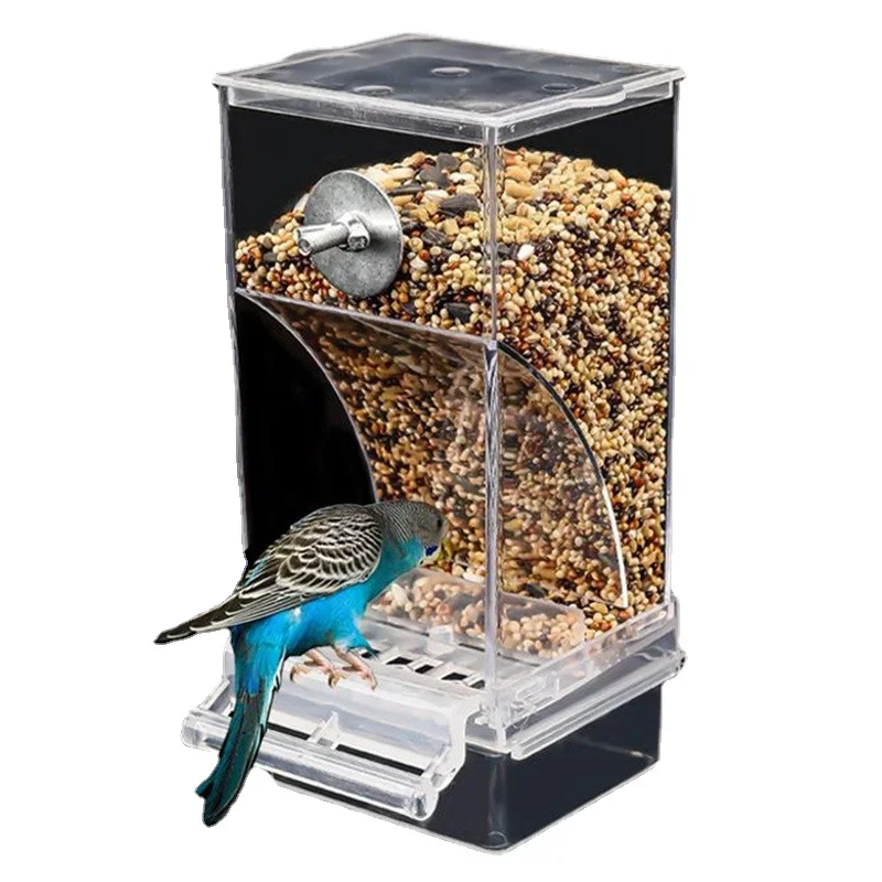 

No Mess Bird Feeders Automatic Parrot Feeder Drinker Acrylic Seed Food Container Cage Accessories For Small And Medium Parakeets