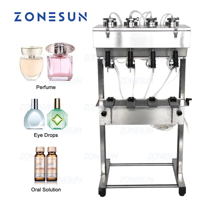 

ZONESUN Vacuum Liquid Perfume Filling Machine Milk Water Eyewash Cosmetics Beverage Pneumatic Filler Bottle Filling Equipment