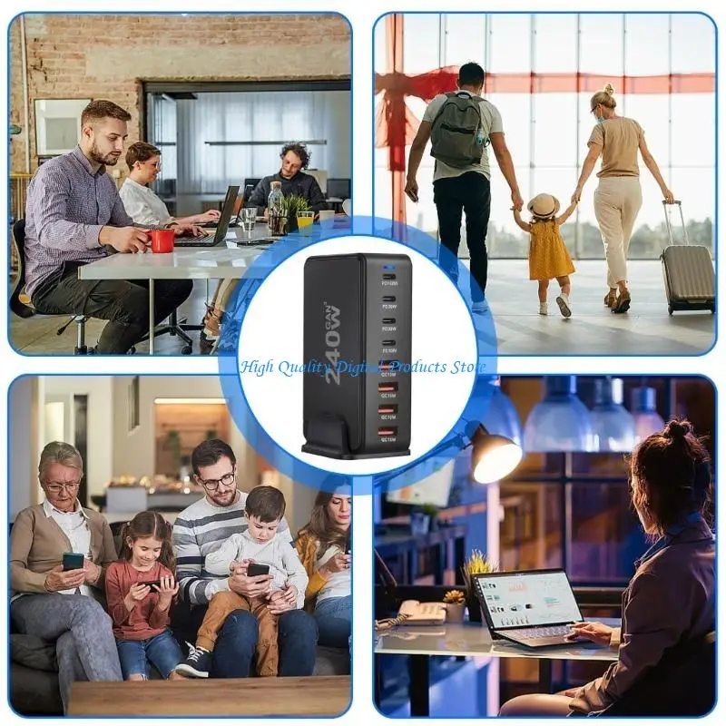

U2JE 8Port Charging Hub USB C Fasts Block for Quick Charging Wall USB C Charging Hub for Various Devices