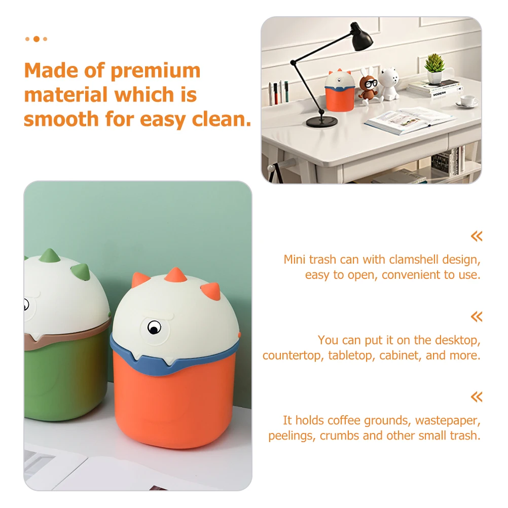 

Cute Mini Flip Trash Can Desktop Garbage Bin Plastic Waste Basket Lid Office Home Use Small Trash Container for Tissues Crumbs