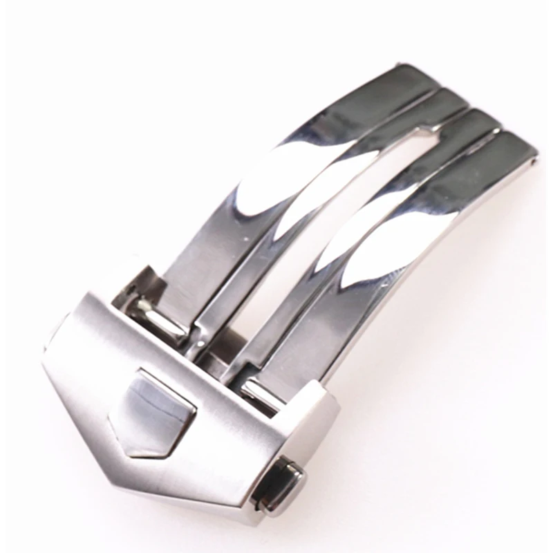 18 مللي متر 20 مللي متر مشبك ساعة ل تاغ هوير متصل وحدات كاليرا حزام الفولاذ المقاوم للصدأ للطي المشبك زر مزدوج حزام الساعات