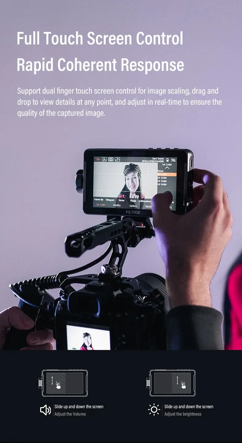 VILTROX DC-550 Pro II 5,5" Tragbarer Feldmonitor 1920×1080 4K HDMI Touchscreen-Videomonitor mit 3D LUT für Kamera-Videografie – Detail 12