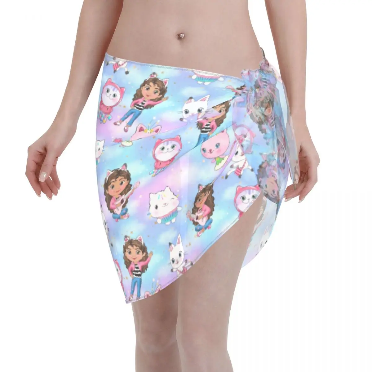 

Custom G-Gabbyses Beach Bikinis Cover-ups Wrap Cartoon See-Through Bikini Short Skirt Chiffon Scarf For Women Beach dress