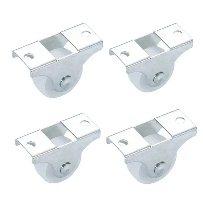 4/10/20Pcs 1Inch Caster White Rail Fixed Casters Small One-Way Wheel Strong Plastic Wheel Hardware Accessories Furniture Casters
