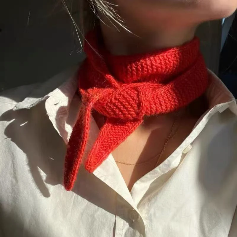 

Корейский вязаный треугольный шарф из 100% шерсти, зимний женский роскошный теплый шаль в стиле ретро, шейный платок, элегантная повязка на голову, уличные аксессуары