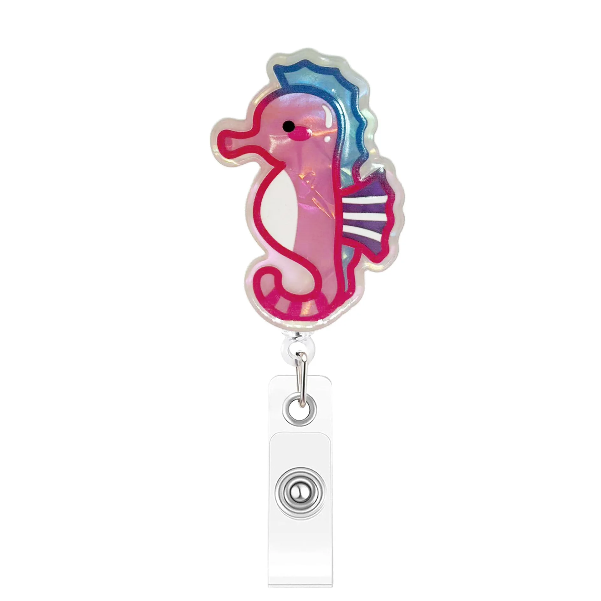 Crab Id Holder Light Weight Octopus Badge Reel Seahorse Badge Clip Sturdy Underwater Theme Badge Holder For Nurses Office Staff