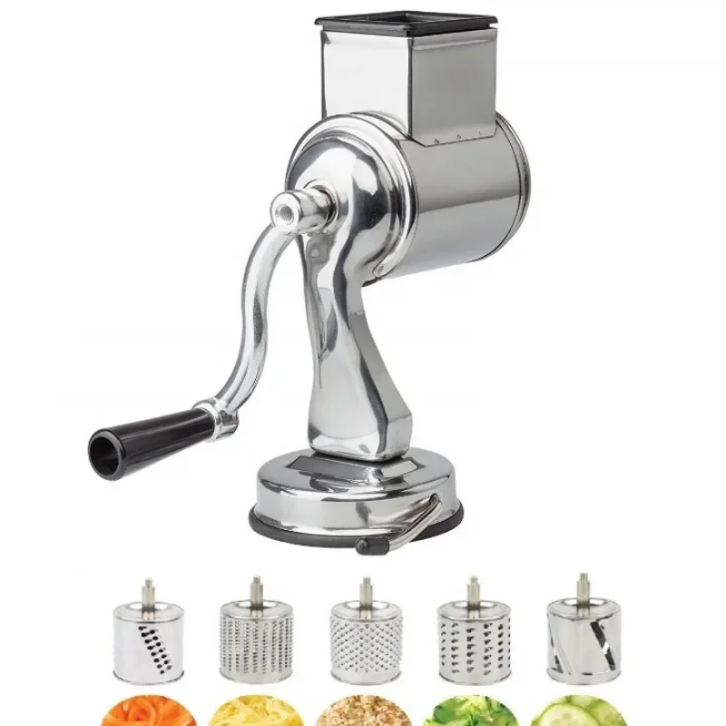 

Stainless Steel Universal Mill Grater With Suction Cups And 5 Drums Vegetable Cutter Slicer and Shredder