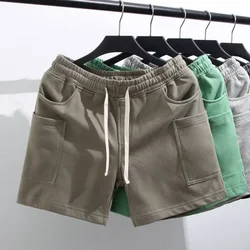 Male Short Pants Green Men's Shorts Drawstring with Pockets Home Streetwear Y2k New in Pant 2024 Bulk No Logo Cotton Designer Xl