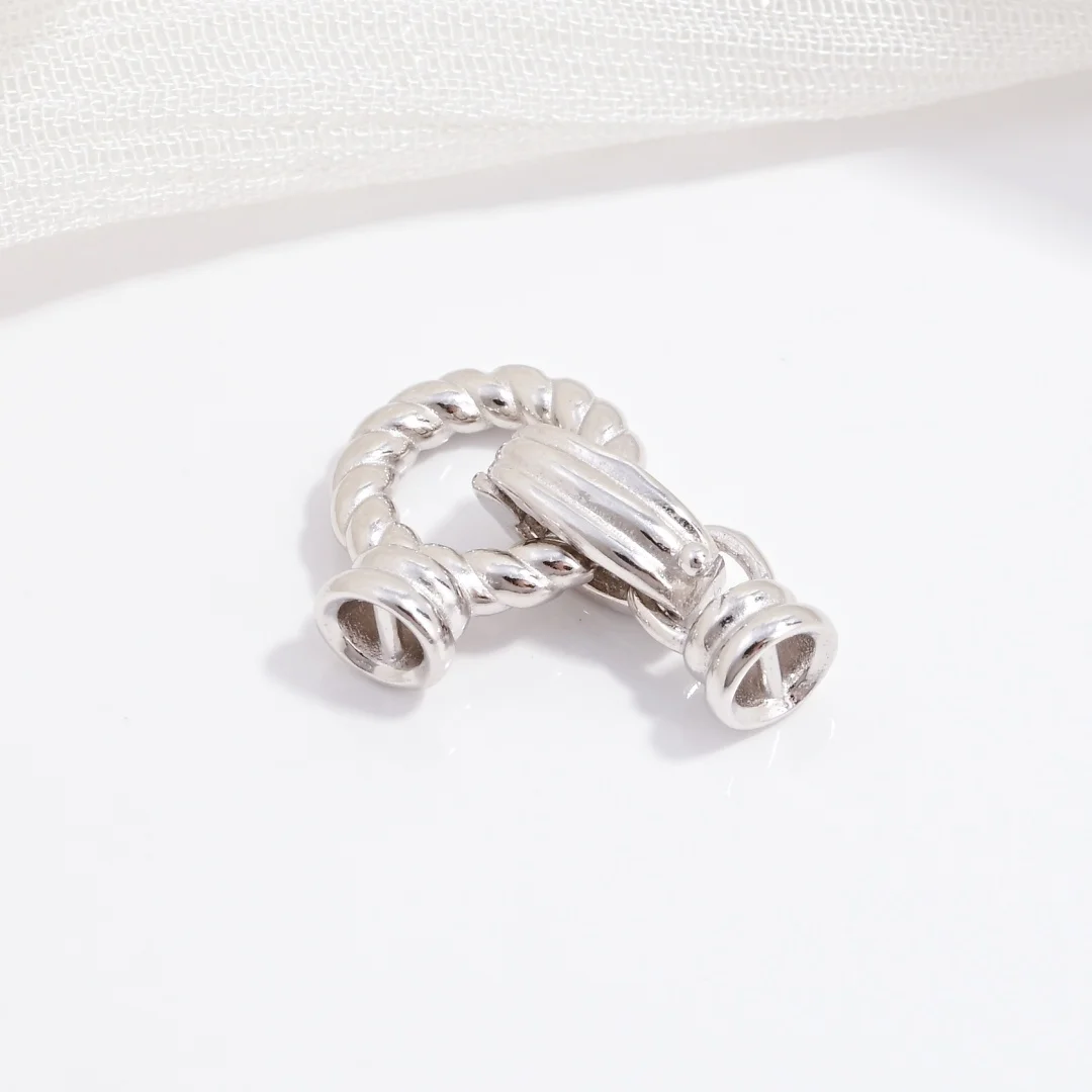 مشبك موصل ملولب من الفضة الإسترليني S925 - سوار مصنوع يدويًا وإكسسوار مشبك نهاية القلادة SK127