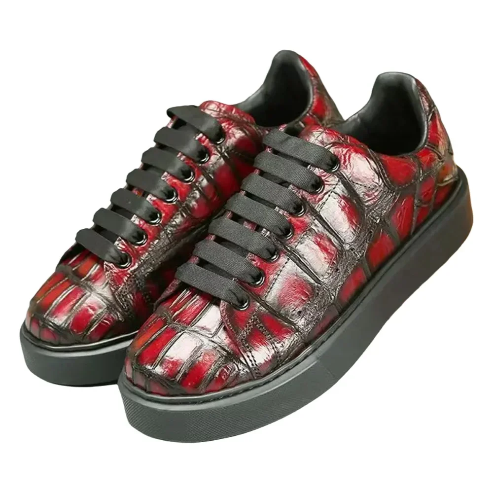

2025 new arrival Fashion Crocodile Skin causal shoes men,male Genuine leather Sneakers pdd729