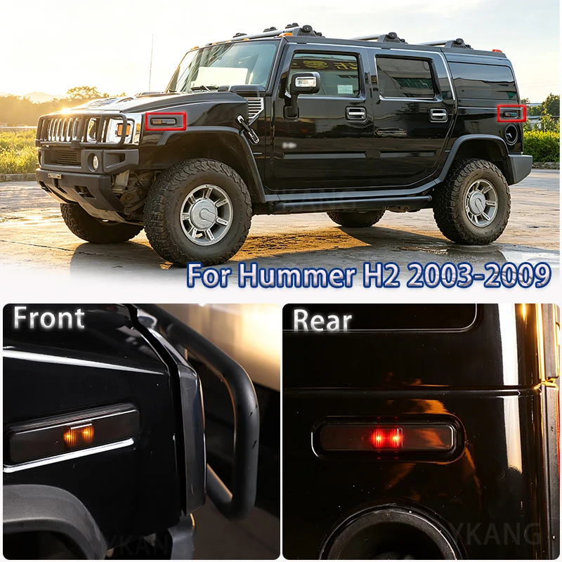 Fit For Hummer H2 03-09 Car Styling ABS Smoked Car Side Front Turn Signal Light Cover taillights Protect Lampshade Sticker