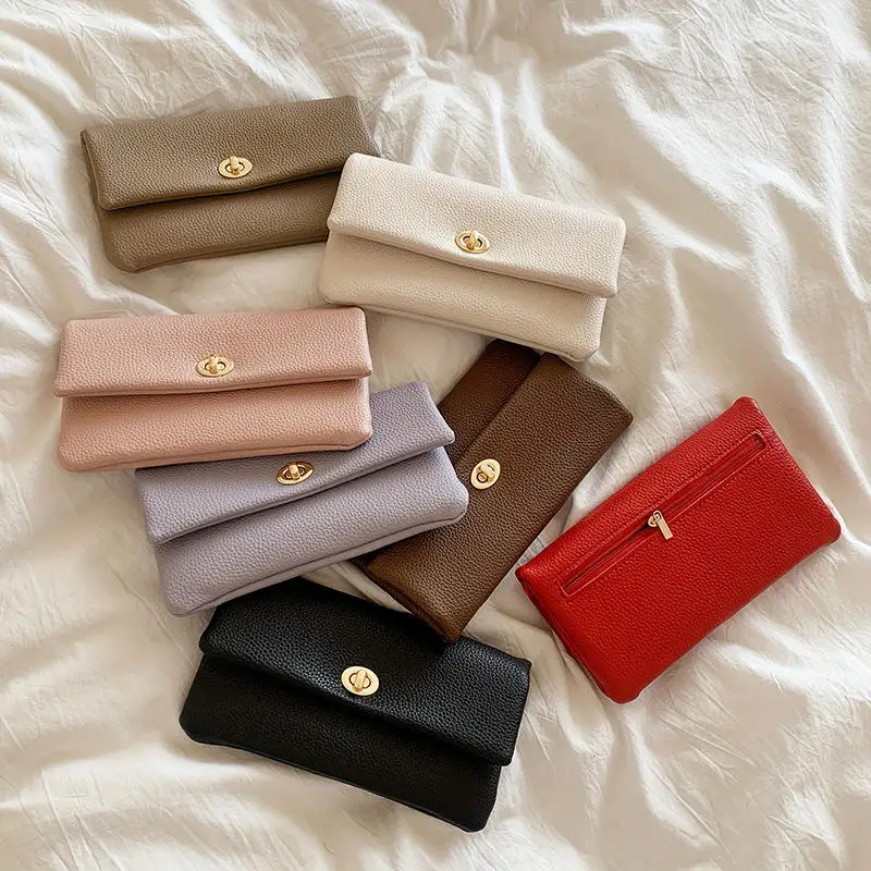 

Litchi Pattern Zipper Mini Wallet Soft PU Leather Coin Purse Women Men Large Capacity Bag Keychain Clutch Bag Money Pouch Holder