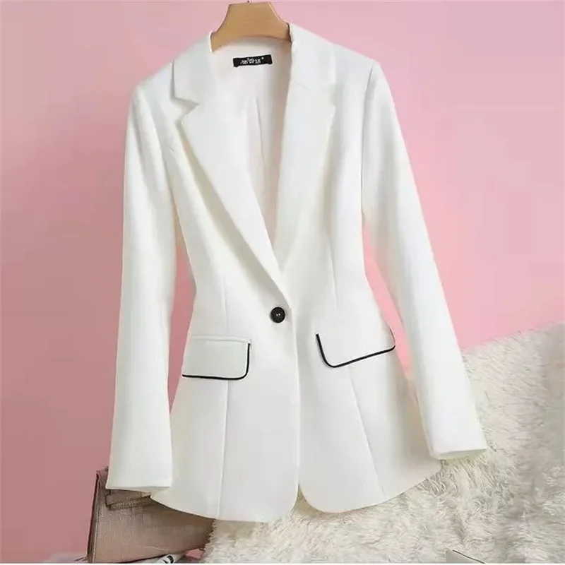 Blazer básico com botão para mulheres, jaqueta fina monocromática, roupas femininas, overwear elegante, nova chegada, primavera e outono, 2024