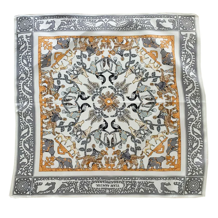 وشاح حريري متعدد الاستخدامات على شكل مملكة الحيوانات وشاح مربع صغير #4