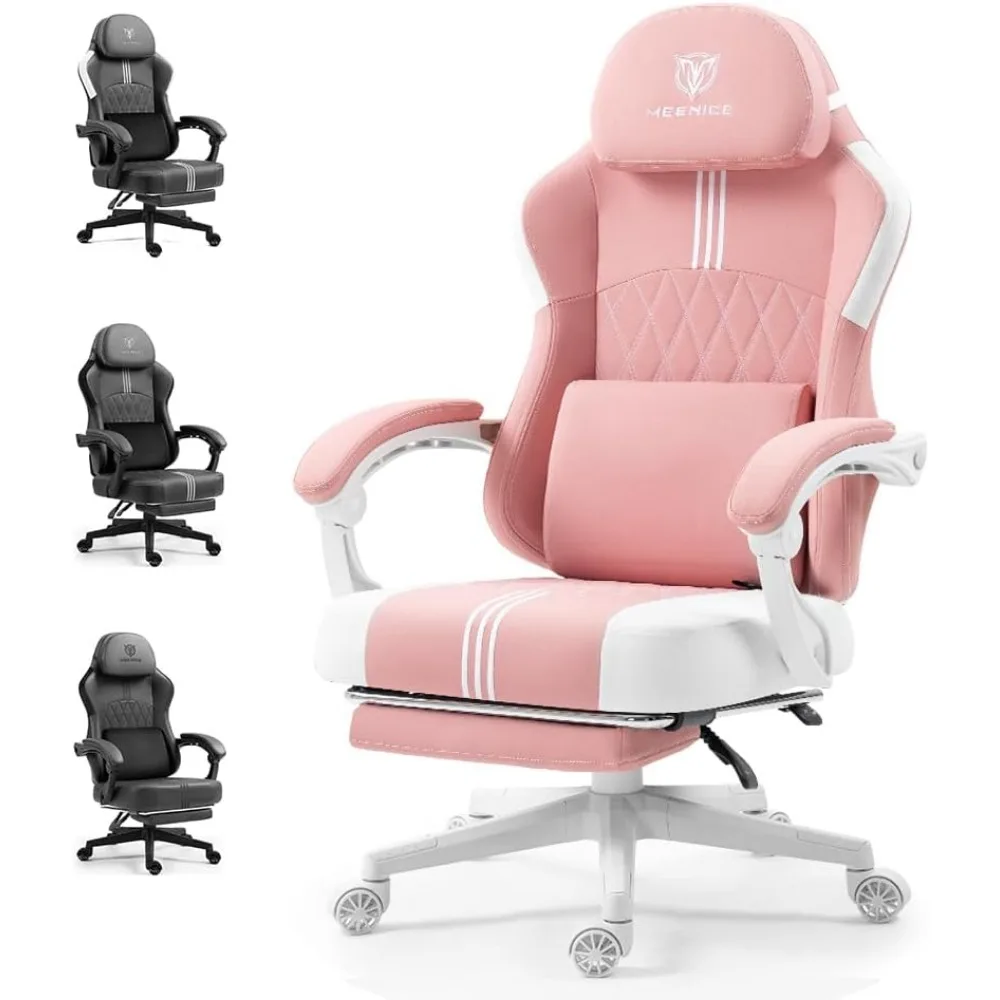 

Gaming Chair, Big and Tall Gaming Chairs for Adults with Pocket Spring Cushion, Footrest and Massage Lumbar Support, Adjustable