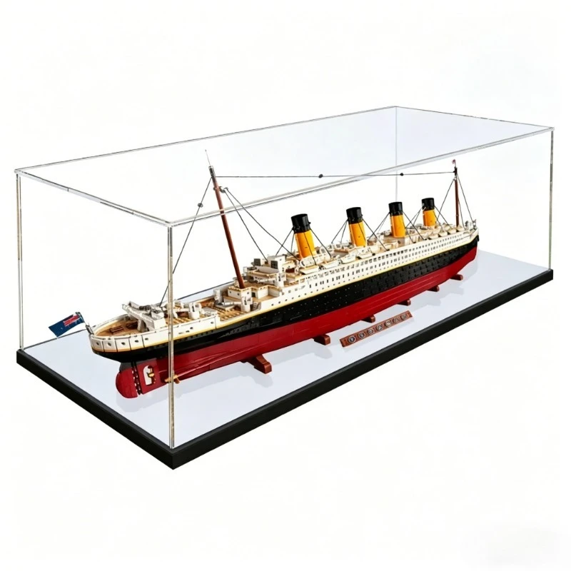 Applicable to  10294 Titanic model figure acrylic display box building block transparent dust cover