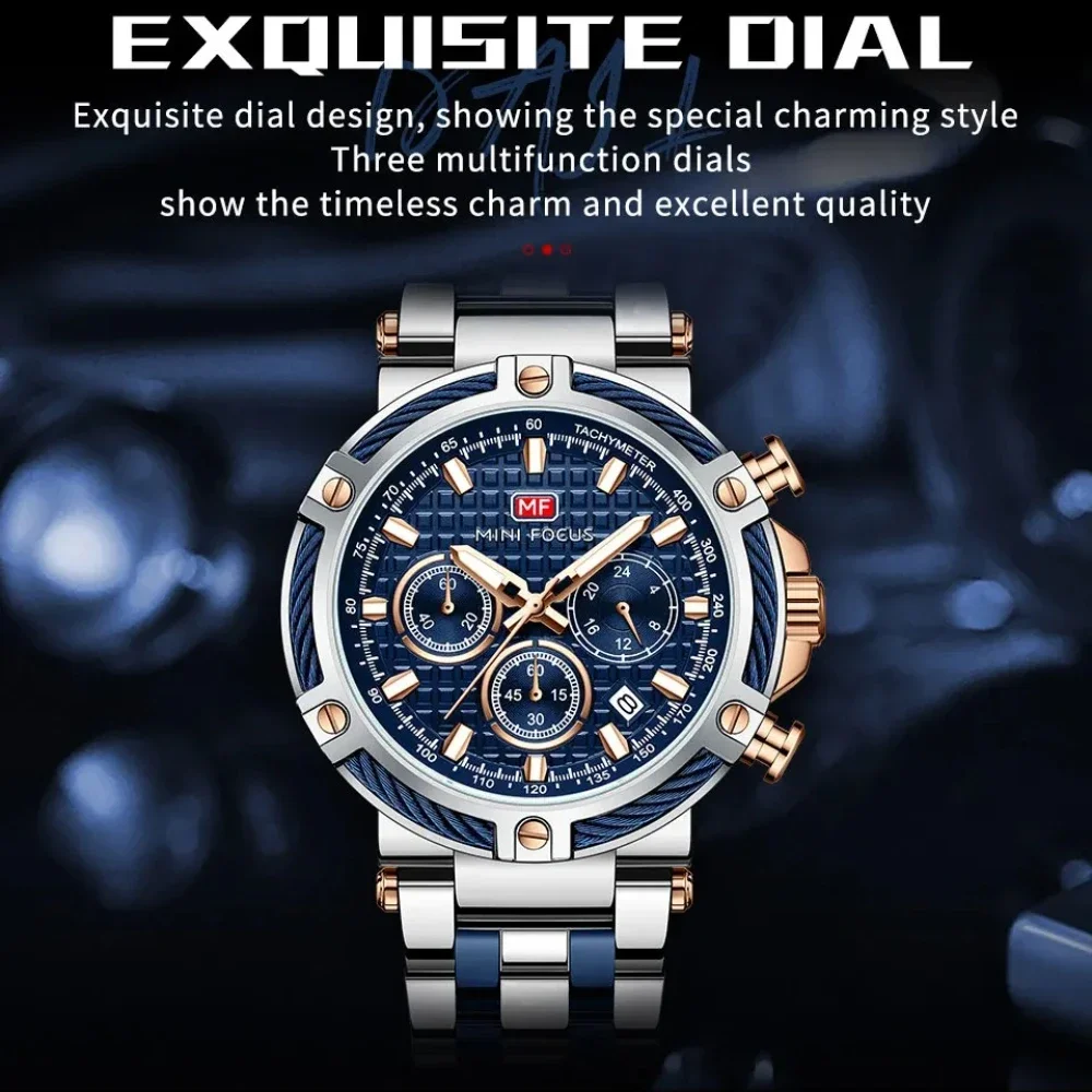 

MINI FOCUS 0470 Quartz Watches for Men Stainless Steel Strap Time Code Luminous Waterproof Men's Watch Часы Мужские Reloj Hombre