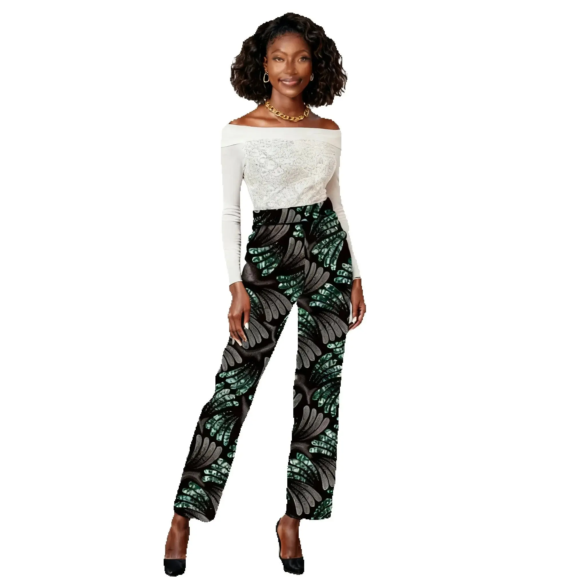 

Abstract Print Design Women's Straight Pants Women Traditional Garment African Cultural Clothing Female Ankara Outfit