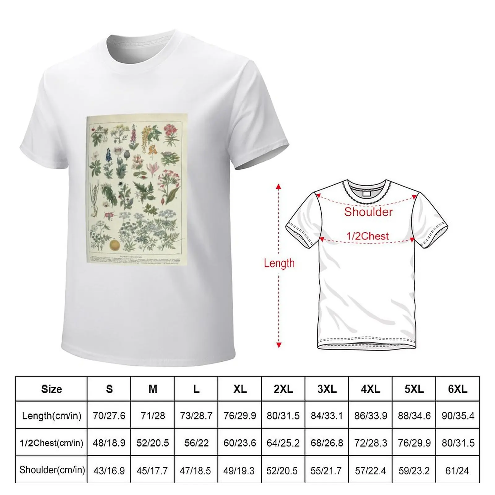 Poisonous plants, Plantes vénéneuses, Botanical illustration T-Shirt plus size tops graphics oversized t shirts for men