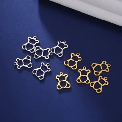 EUEAVAN 5pcs Stainless Steel Charms Mini Bear Charm for Jewelry Making Small Pendant DIY Necklace Bracelet Earrings Accessories
