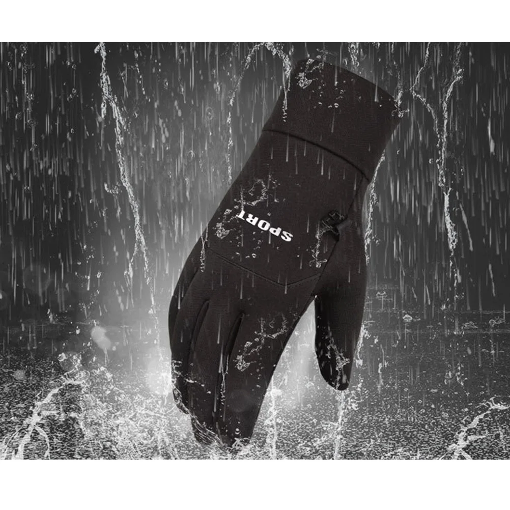 

1Pair Winter Waterproof Gloves Touch Screen Design Anti Slip Windproof for Outdoor Activities Cycling Climbing Hiking Black