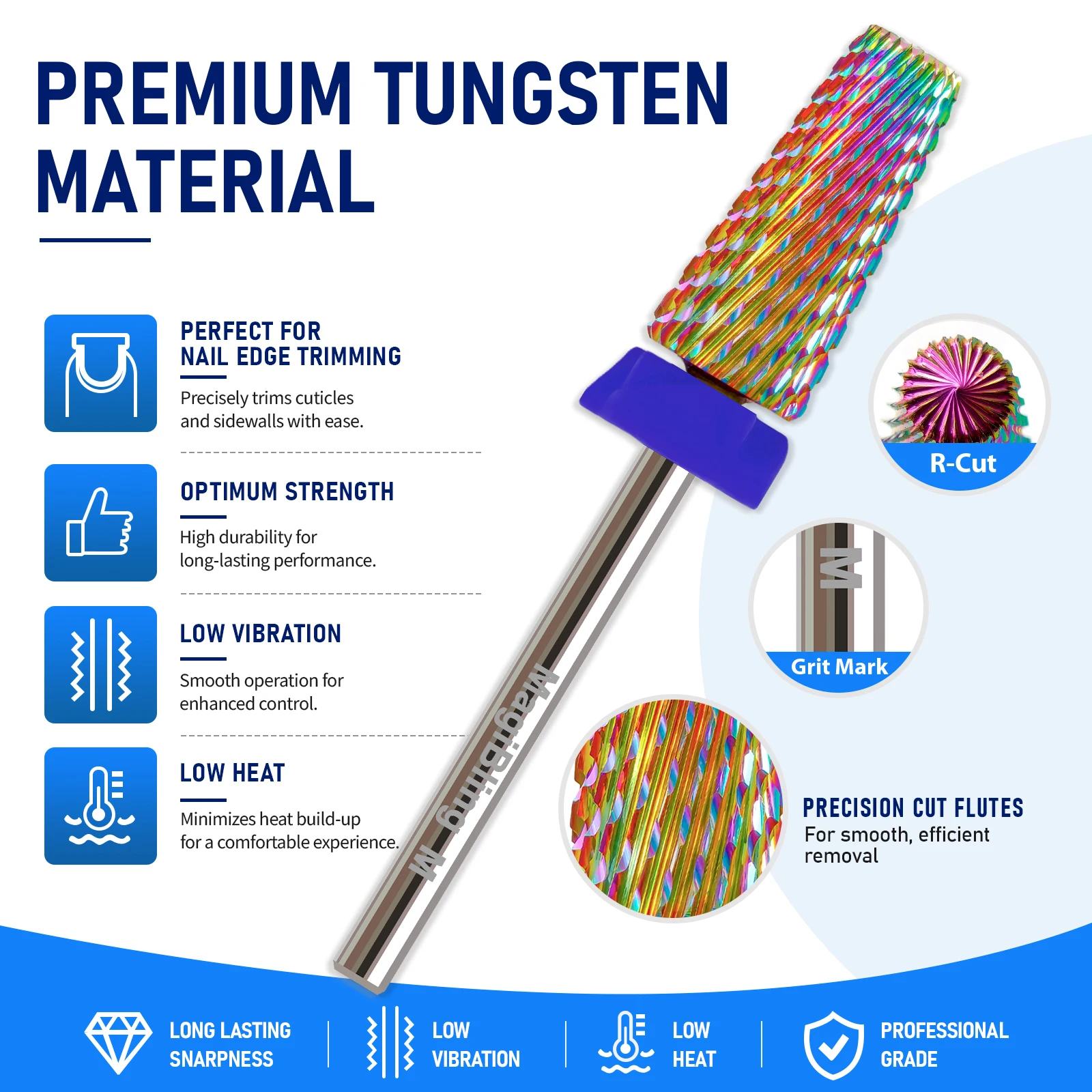 Kreuz Geschnitten 5 in 1 Hartmetall Nagel Bohrer Bits Links Rechts Hand Doppel Rotierenden Fräser Maniküre Polieren Werkzeug 3/32" – Detail 4