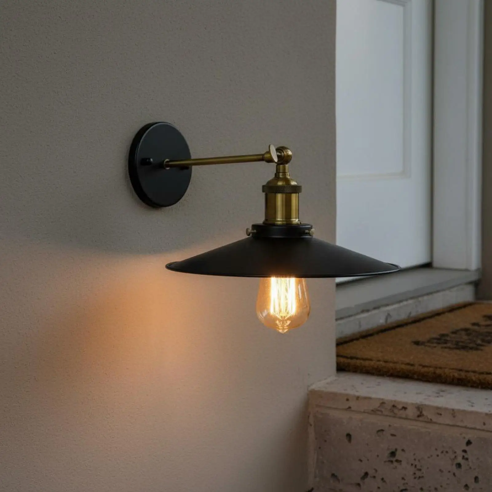Wall Sconce Wrought Iron Wall Light 180 Degrees Rotation Adjustable Swing Arm