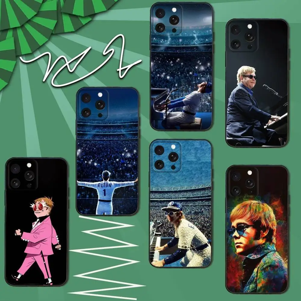 

Singer E-Elton J-John Phone Case For iPhone 16e,16,15,14,13,12,11,Pro,X,XS,Max,XR,Plus,Mini Soft Black Cover