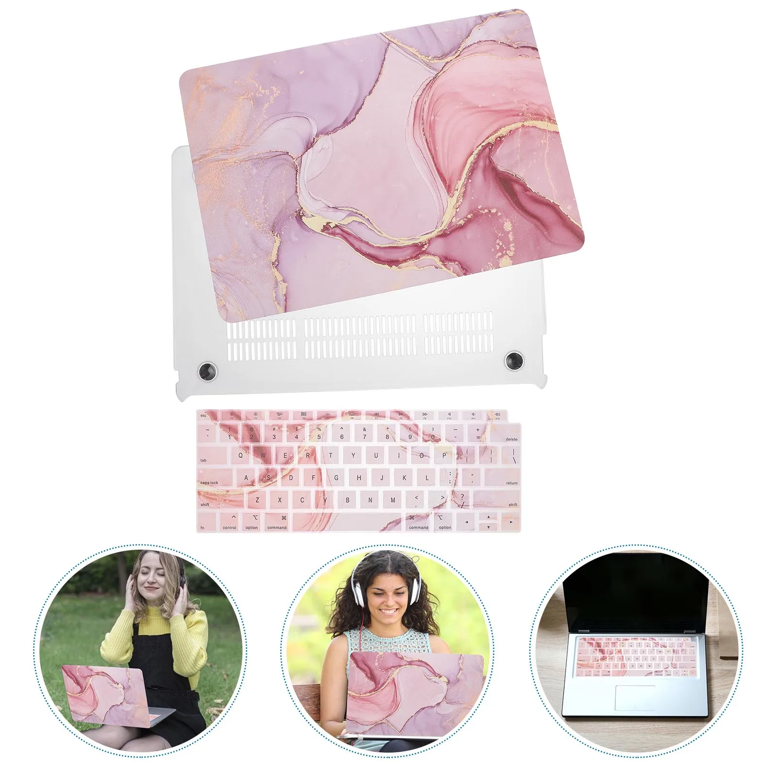 

2Pcs Durable Laptop Case Anti-scratch Plastic Notebook Protector with Unique Marbling Design for Computer