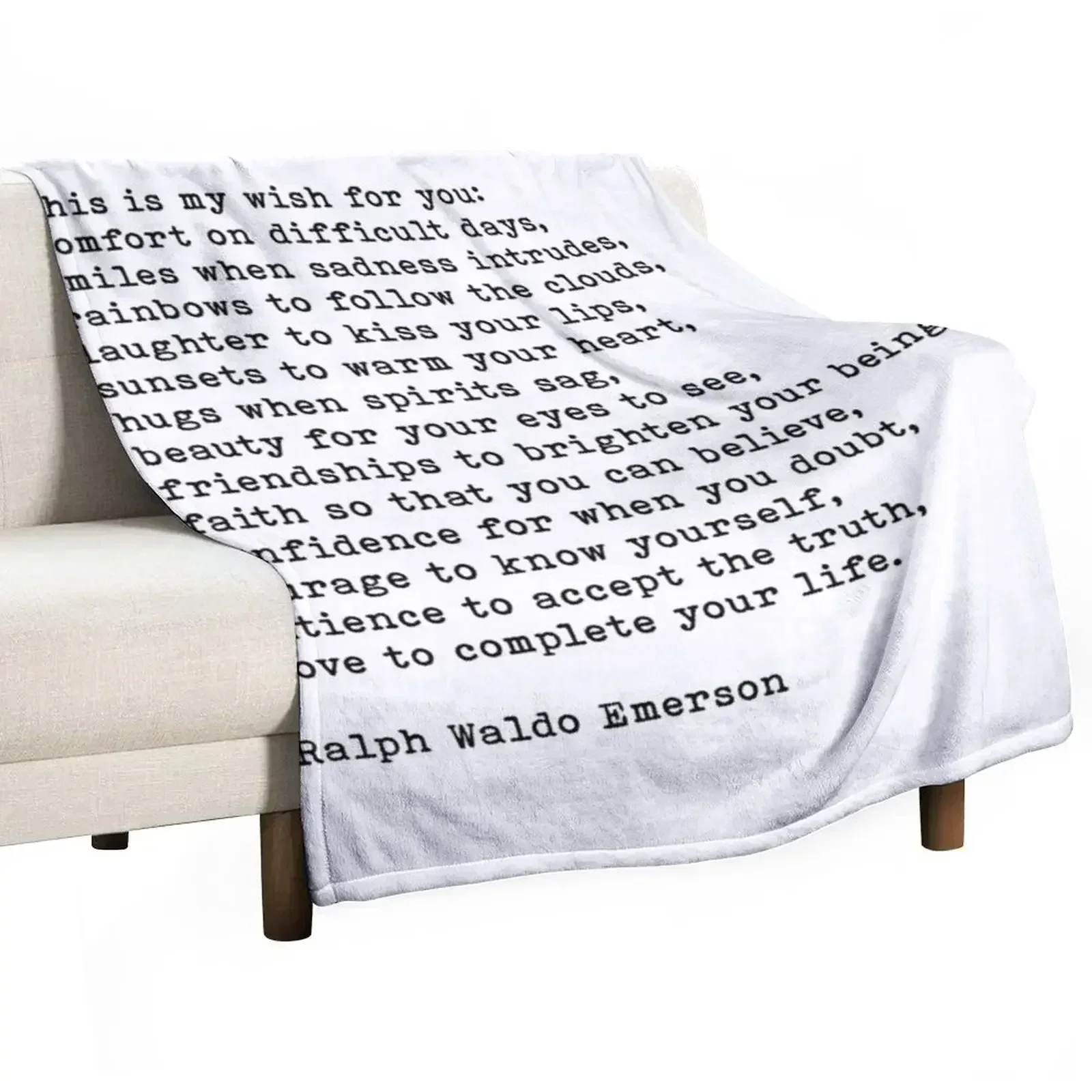 

This Is My Wish For You, Ralph Waldo Emerson Quote Throw Blanket Warm Flannel Blanket for Couch Chair Bedroom