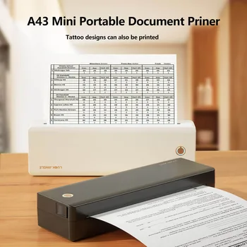 A43 Thermal Printer Mini Portable A4 Thermal Enterprise Move  PDF Documents Tattoo Stencil Bluetooth Wireless inkless Office