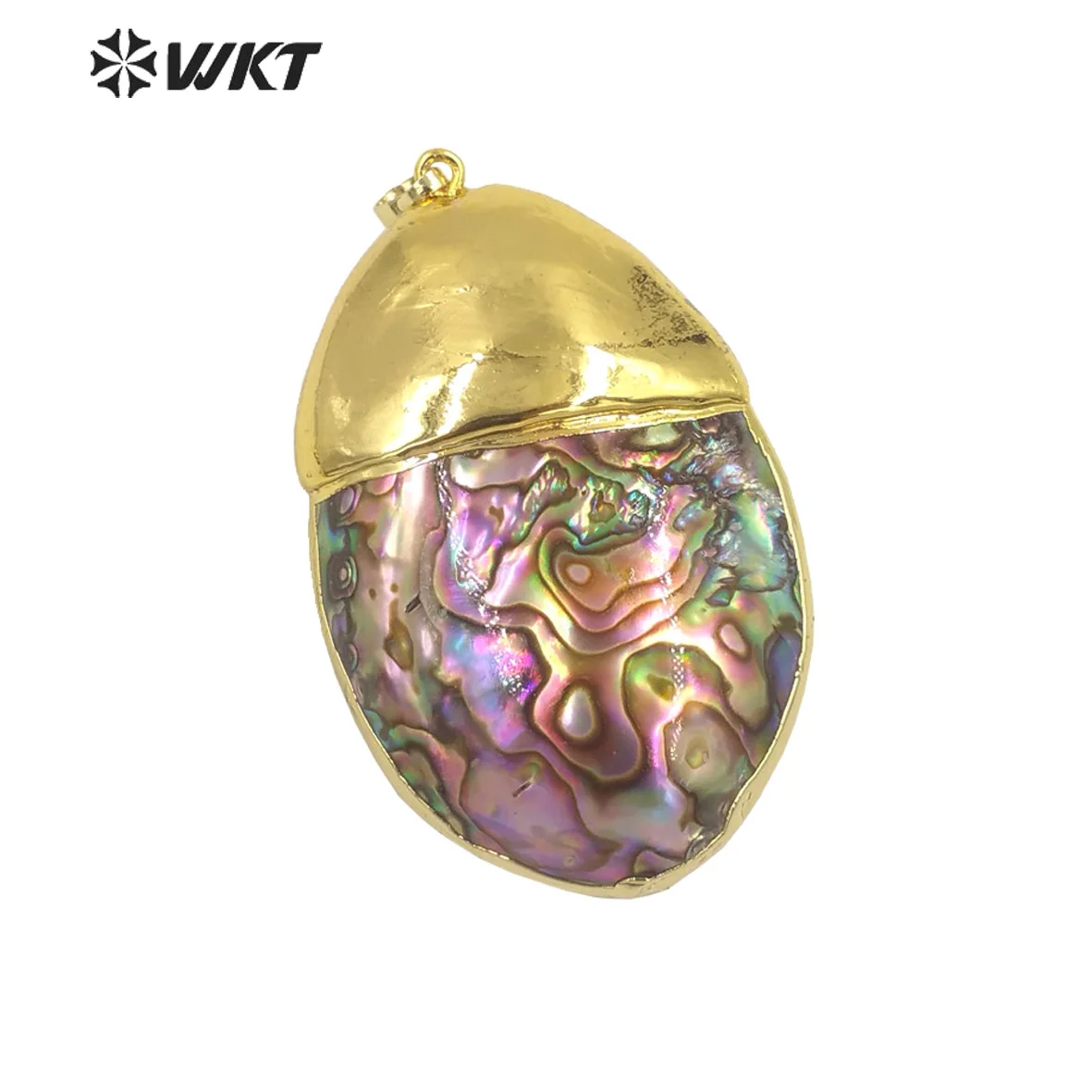 WT-P1865 Amazing Fashion Gold Top Natural Green Abalone Shell Pendant Vintage Big Jewelry For Sweaters Perfect Match