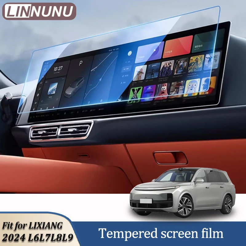 Linnunu Fit for Lixiang L6 L7 L8 L9 Car Decoration Supplies Screen Tempered Film Instrument Navigation Screen Tempered Film Blue Light Eye Protection Ultra-Clear Anti-Fingerprint Anti-Shattering Film