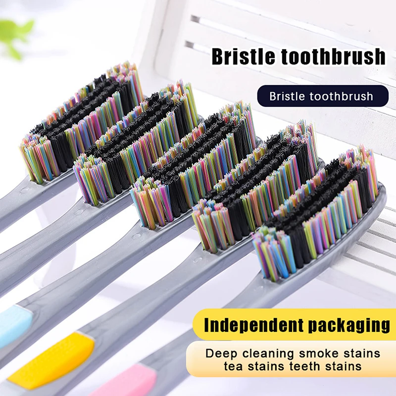 1/5Pcs Large Head Bristle Toothbrush Adult Anti Slip Wide Design Deep Oral Cleaning Removing Tooth Stains And Smoke Stains