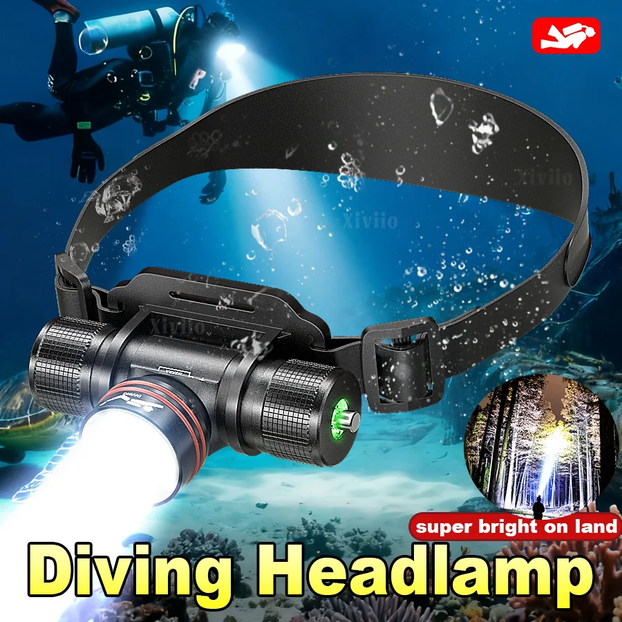 

Ультра яркий налобный фонарь для дайвинга, перезаряжаемый аккумулятор 18650, IPX8, водонепроницаемый налобный фонарик, подводный фонарь, алюминиевый сплав