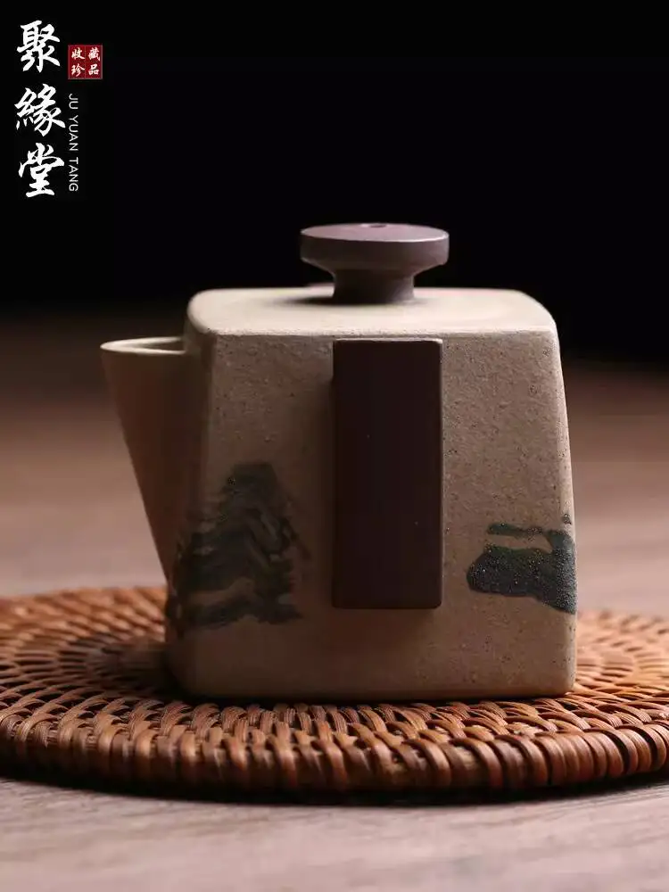 

Yixing Original Mineral Purple Clay Rufeng Small Square Brick Teapot, Purely Handmade By Famous Artist Liu Sushu, Brewing Pot,