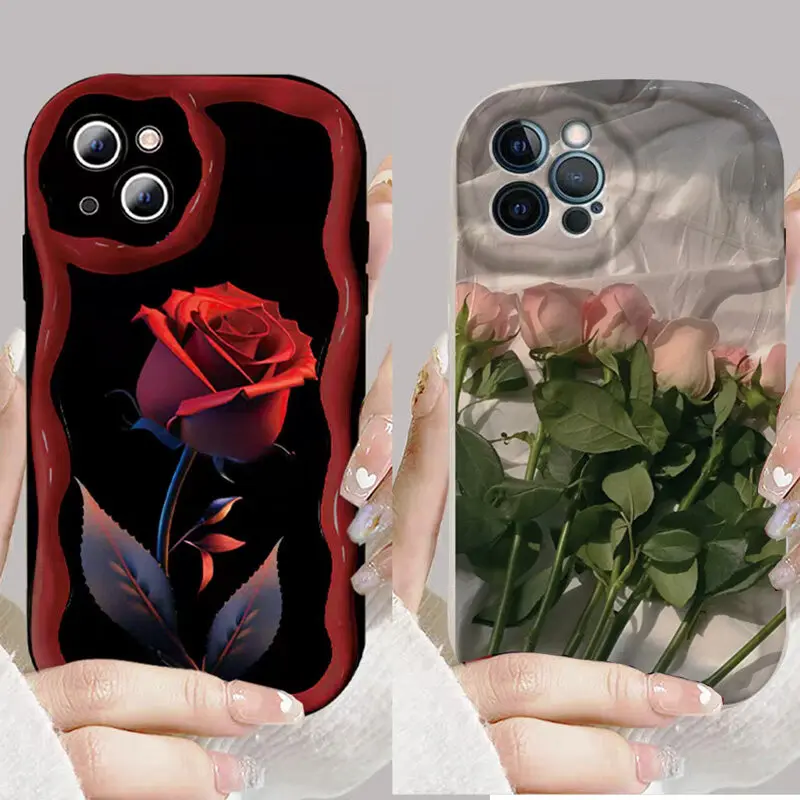 Luxury Red Rose Tulip Case For OPPO Reno 12F 11 11F 5G 8 11 12 Pro 8T A58 A78 A79 A98 5G Reno 7 4G 5 6 Lite 4 A38 A18 Cover