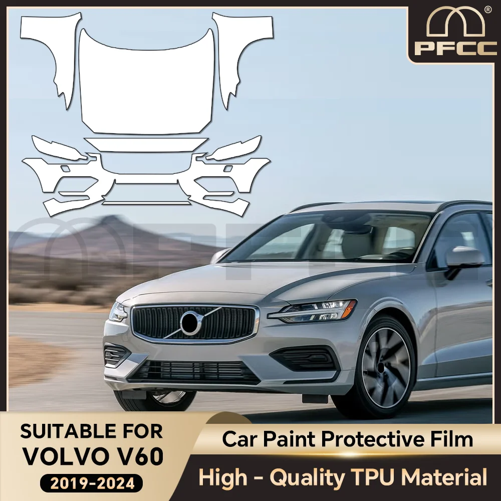 

9MILFor Volvo V60 2019-2024 Paint Protection Film Clear Bra Car Body Anti-scratch Pre-cut PPF Resistant Invisible Repairable Kit