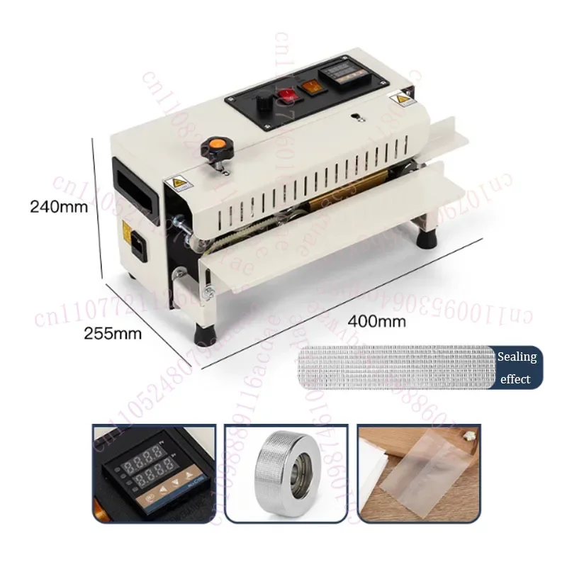 220V Continuous Bag Sealing Machine Plastic Bag Packaging Band Sealing Machine Horizontal Bag Sealer Date Printing