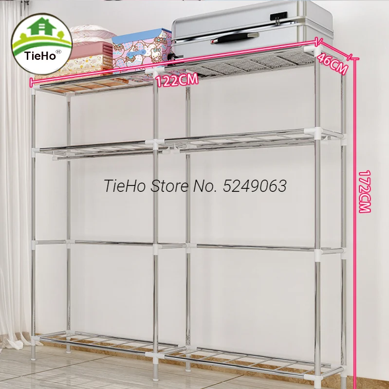 Simple Modern Non-woven Wardrobe Single Double Dormitory Household Assembly Cabinet Cloth Fold Portable Hanging Wardrobe