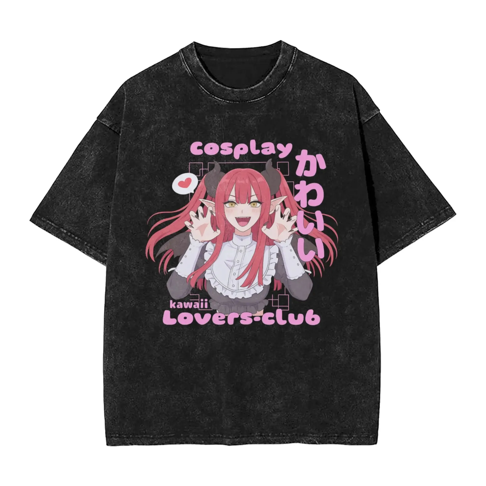 Camiseta Vintage My Dress-Up Darling com Estampa de Anime, Camiseta Lavada Kitagawa Marin, Tops de Algodão Puro para o Verão, Roupas Masculinas e Femi