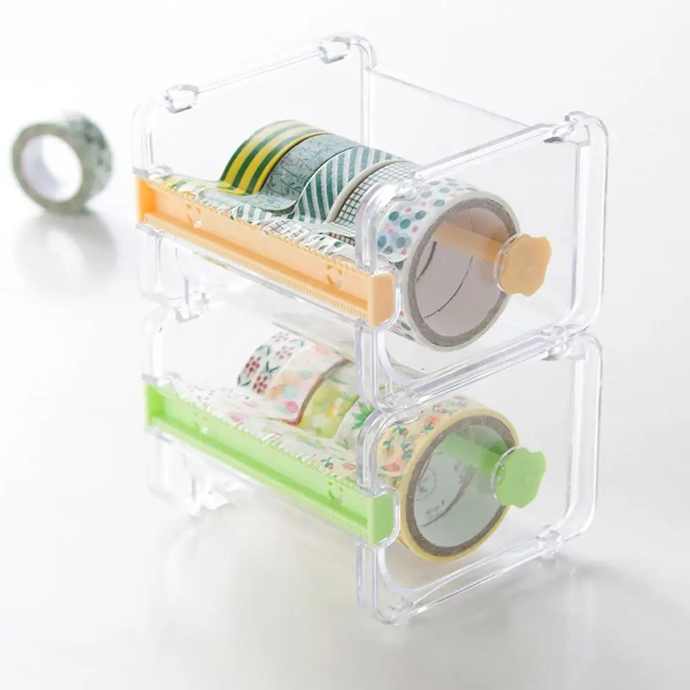 10cm Washi Tape Dispenser With Cutter Desktop Multi Washi Tape Roll Holder Transparent Masking Tape Organizer For Home School