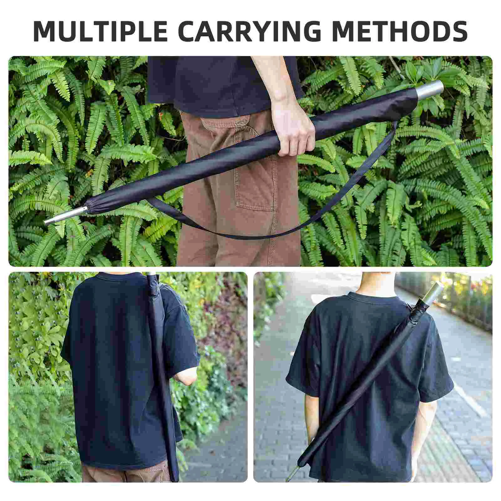 2 Pcs Umbrella Sleeves Cover Tote Protective Bag with Straps Black Impact Cloth Protector Travel Umbrellas for Rain