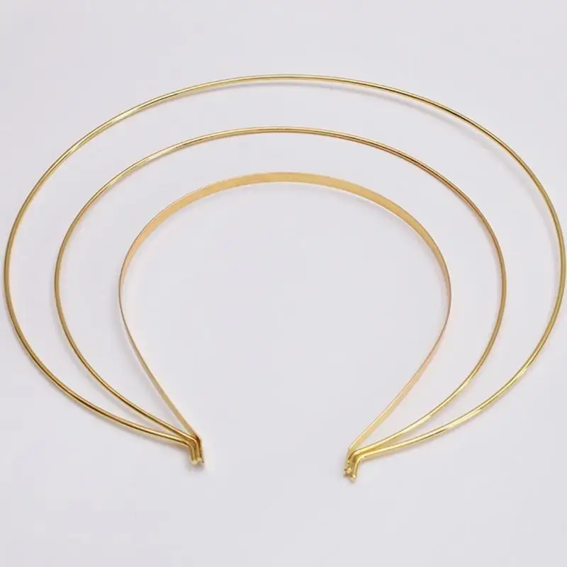 652F Smooth Metal Headbands Women Hair DIY Craft Blank Thin Steel Wire Frame Hairband for Head Bands Christmas Gift Golden