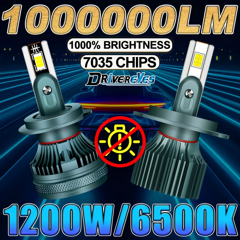 

Drivereyes H4 H7 LED 1200W H11 H1 H8 9005 9006 H9 9012 6000K White 3570 CSP Headlight Bulbs Fog Light Headlamps For Car 1:112V